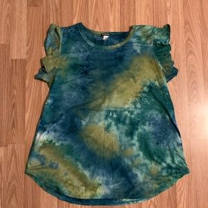 Blue green tie dye blouse size XL